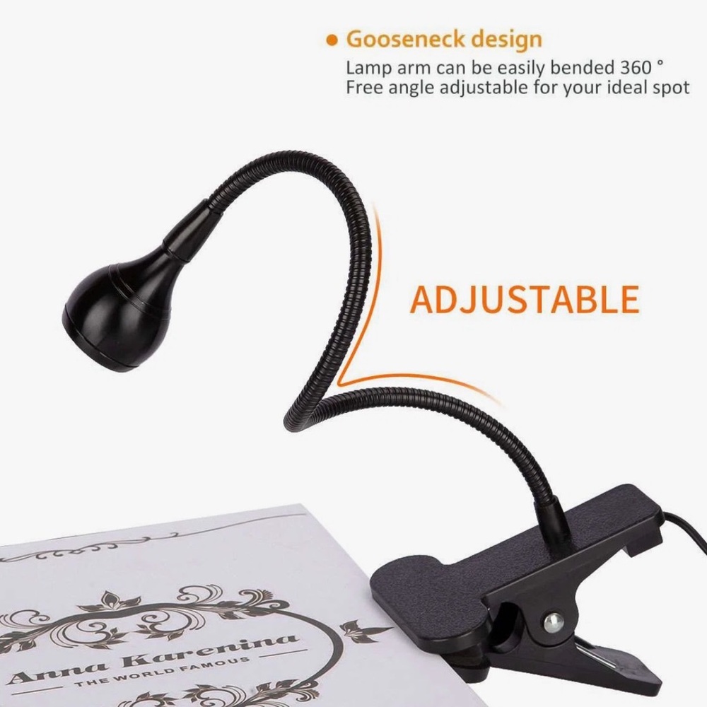 Flexible Black USB Clip-On Reading Lamp - Picture 3 of 4